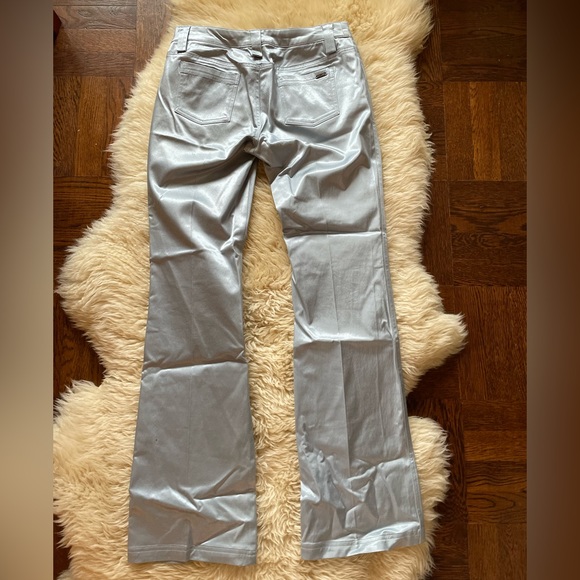 2000s era Y2K satin pants baby blue Guess flare low rise pants - Picture 7 of 8